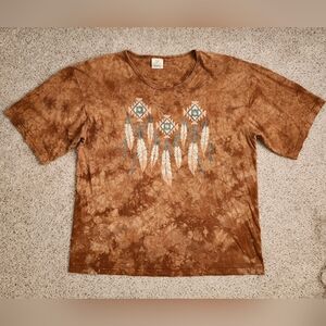 American Vintage  Aztec Brown Tie-Dye Short Sleeve Tee